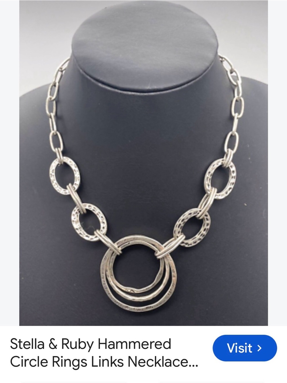 Stella & Ruby Silver Hammered Circle Link Necklace